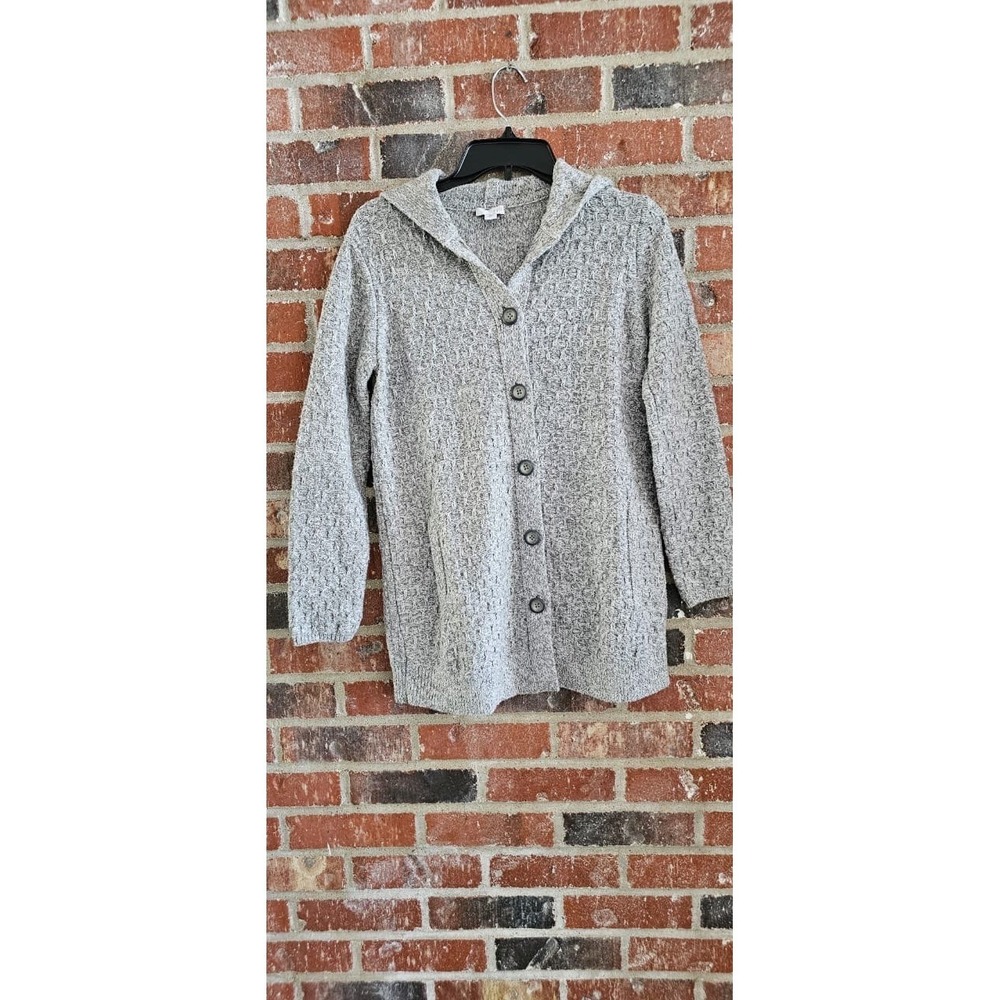 Pure Jill cardigan womens XS J Jill gray heather hooded open Casual Boho